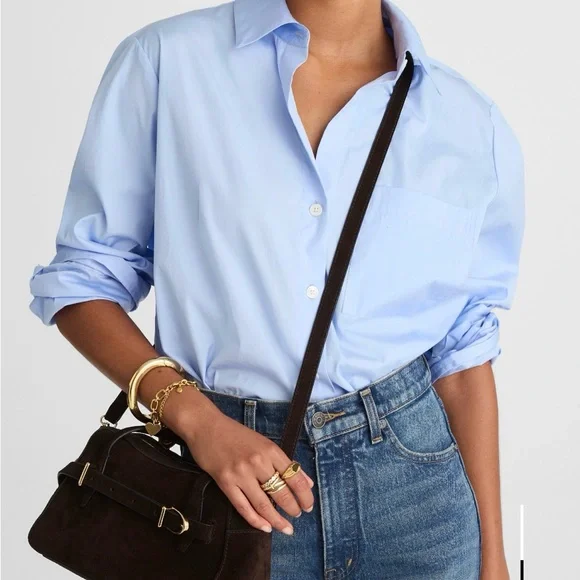 Madewell Dark Brown Suede Top-Handle Satchel with Strap - Picture 3 of 5